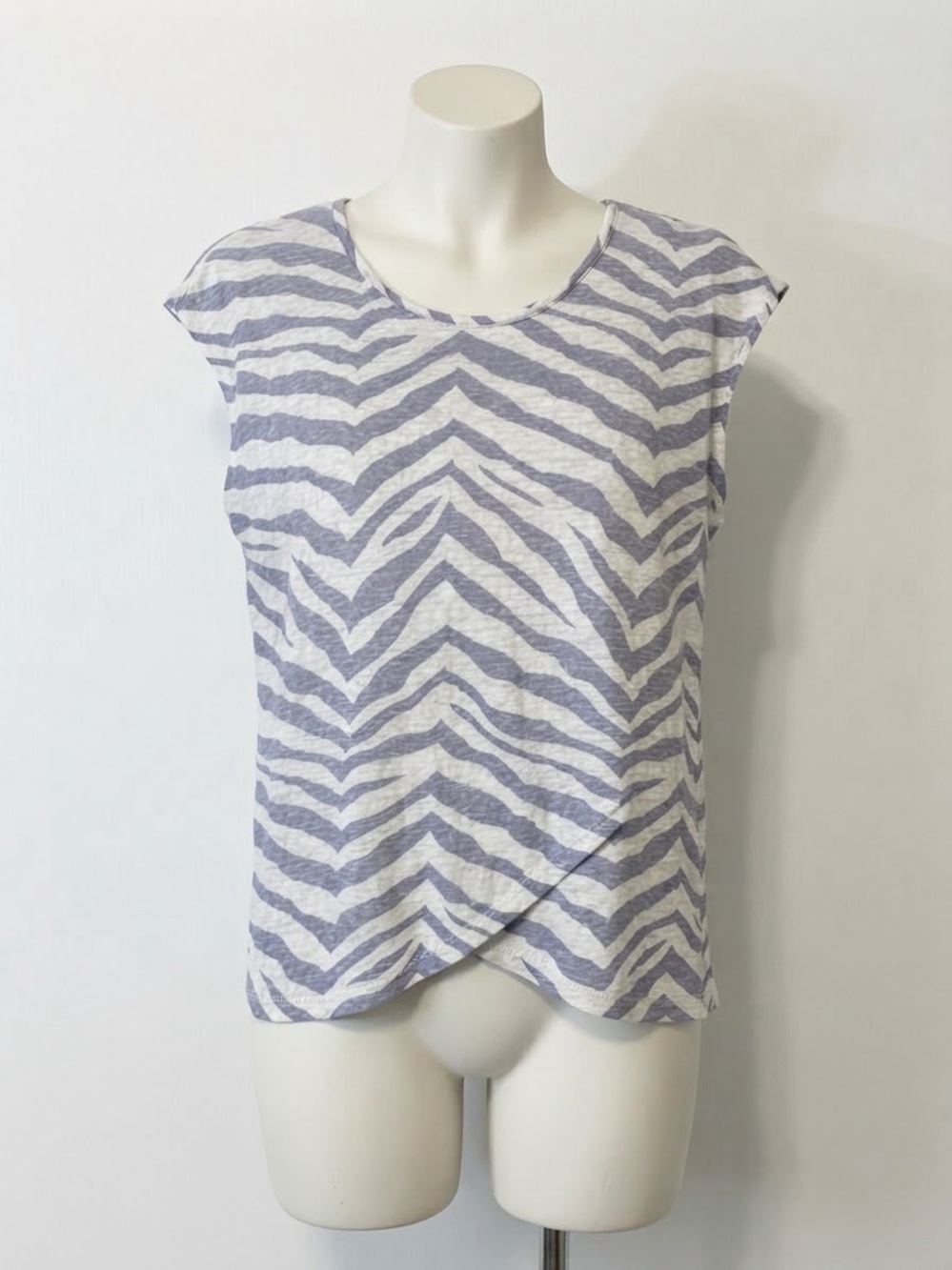 Tahari Lavender and White Zebra-Print Tank